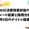 8月4日のデイトレ結果とBASE決算分析を記録した日記風アイキャッチ画像