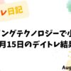 デイトレ日記：シェアリングテクノロジーで小幅利確｜2022年8月15日のトレード結果を記録した水彩風の装飾付きタイトル画像