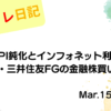 水彩画風の優しいフレーム装飾が施された、2023年3月15日の記事タイトル「【収支報告】米CPI鈍化とインフォネット利確！三菱UFJ・三井住友FGの金融株買い増し戦略｜3月15日のデイトレ結果」のアイキャッチ画像