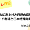 水彩画風の優しいフレーム装飾が施された、2023年3月23日の記事タイトル「【収支報告】米FOMC利上げと日経の底堅さ！セルシード利確と日本特殊陶業の監視｜3月23日のデイトレ結果」のアイキャッチ画像