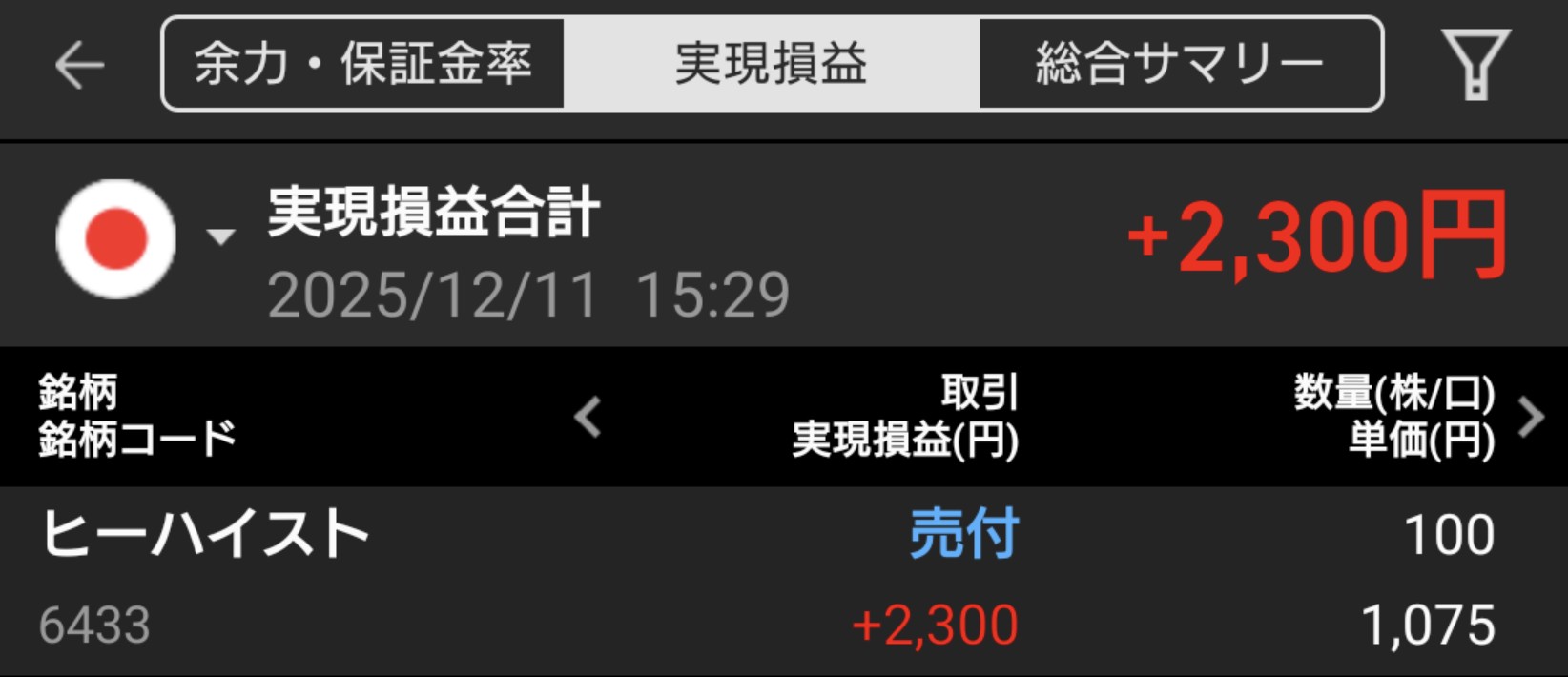 【投資記録】利下げ後の温度差で日本株は失速｜12月11日の投資記録