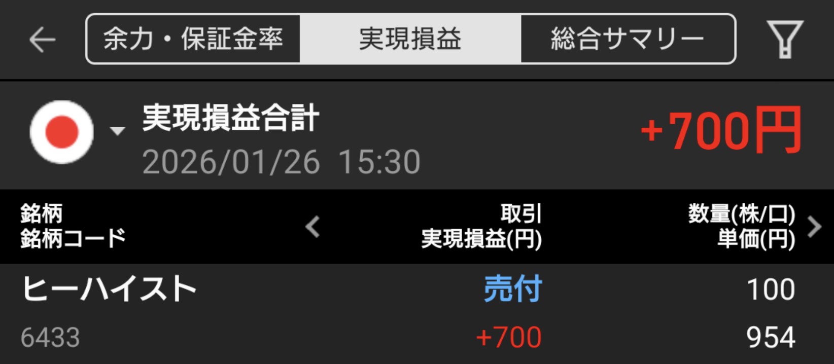 【投資記録】円高進行で輸出株に逆風｜1月26日の投資記録
