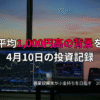複数モニターに株価チャートが映る投資環境の写真。日経平均が1,000円高となった背景を整理する4月10日の投資記録を示すアイキャッチ画像。
