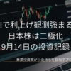 株価チャートを映した暗いモニターを背景に、米CPIで利上げ観測強まるなか 日本株は二極化と2026年9月14日の日付を配置した投資記録のアイキャッチ画像です。